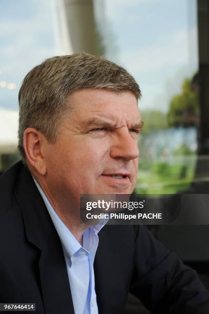 Thomas Bach, patron du comite olympique allemand , recemment elu nouveau president du CIO , 9e president de l'institution, lors d'un rendez vous au...