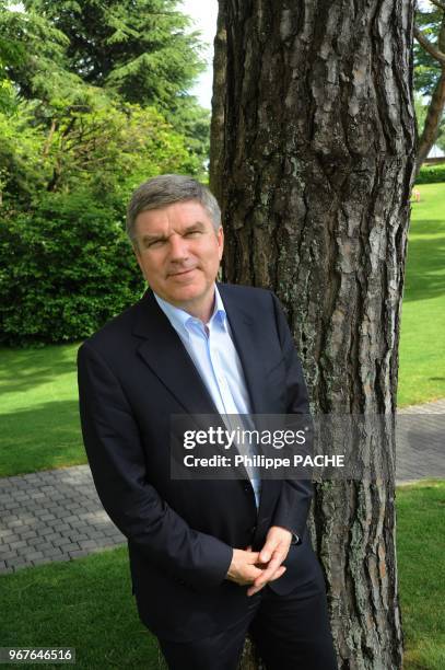 Thomas Bach, patron du comite olympique allemand , recemment elu nouveau president du CIO , 9e president de l'institution, lors d'un rendez vous au...