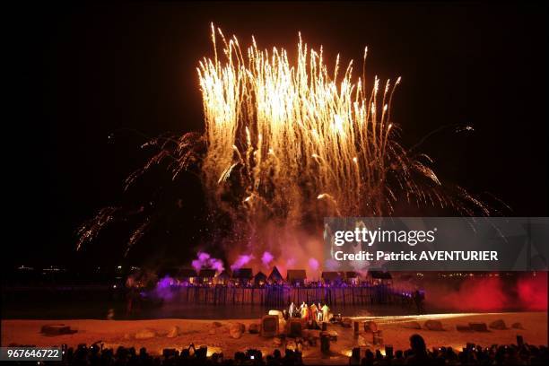 Santosa's Siloso Beach exploded in a dazzling display of pyrotechnics and laser lights in the night as Song of the sea-the island's latest...