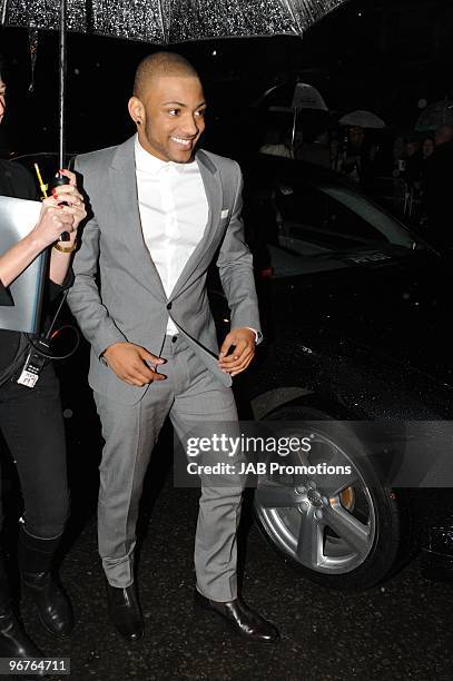 Of JLS arrives for The Brit Awards 2010 at Earls Court on February 16, 2010 in London, England.