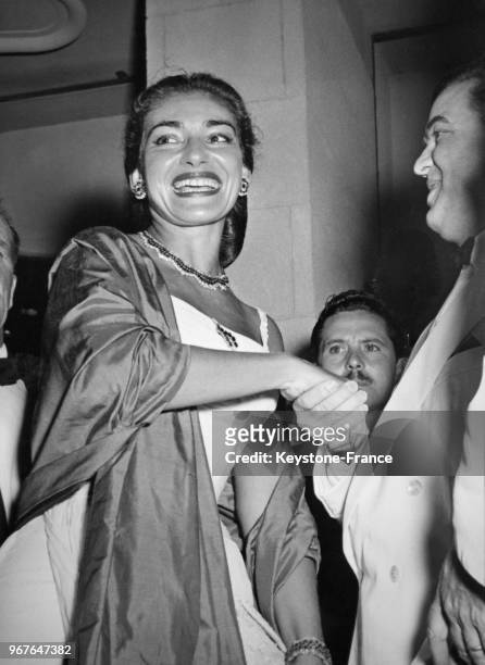 American-born Greek opera singer, Maria Callas at the 17th Venice Intenational Film Festival, Venice, Italy, 28th August 1956. La cantatrice Maria...