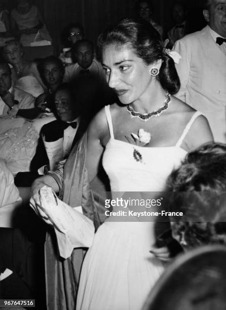 Portrait de Maria Callas lors du festival de cinéma la Mostra à Venise, Italie, le 28 août 1956.