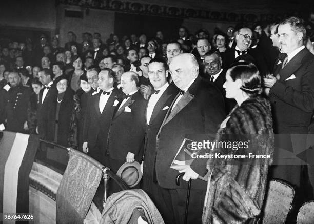 Gala au 'Supercinéma' pour le 40e anniversaire de l'invention du cinéma en présence de la comtesse Edda Ciano Mussolini , fille du Duce, Louis...
