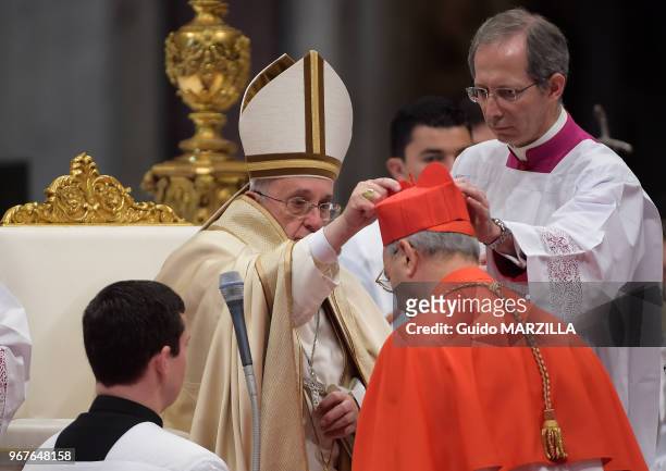 Le Français Dominique Mamberti a été nommé cardinal par le pape François lors d?un consistoire dans la basilique Saint-Pierre au Vatican le 14...