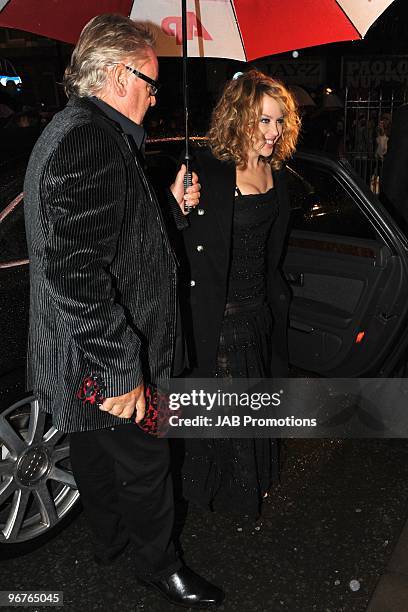 Kylie Minogue arrives for The Brit Awards 2010 at Earls Court on February 16, 2010 in London, England.