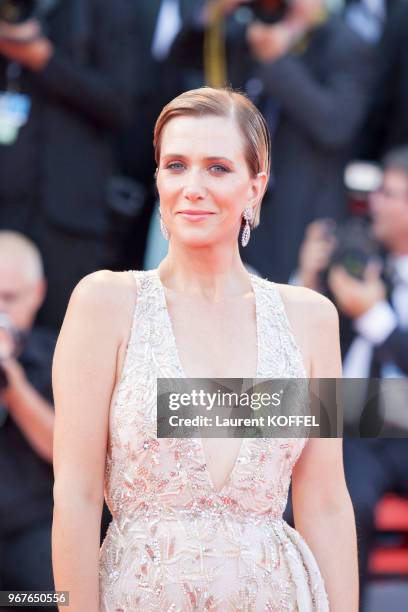 Kristen Wiig walks the red carpet ahead of the 'Downsizing' screening and Opening Ceremony during the 74th Venice Film Festival at Sala Grande on...