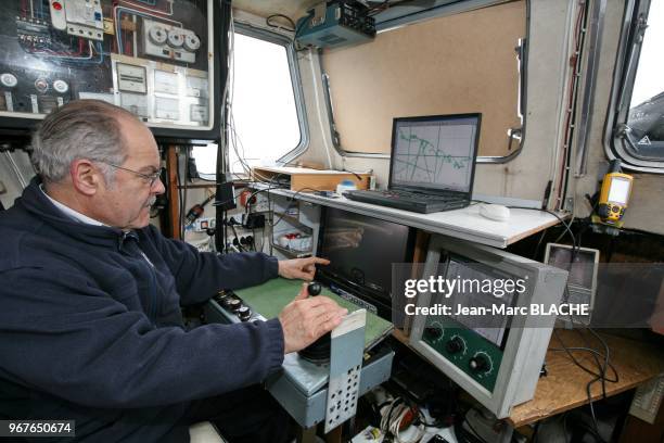 Gilbert Paillex, the explorer of Leman Lake, in his boat with his ROV on December 23, 2012 on Leman Lake in Lausanne, Swtzerland.