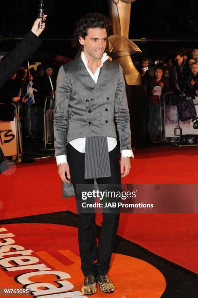 Mika arrives for The Brit Awards 2010 at Earls Court on February 16, 2010 in London, England.