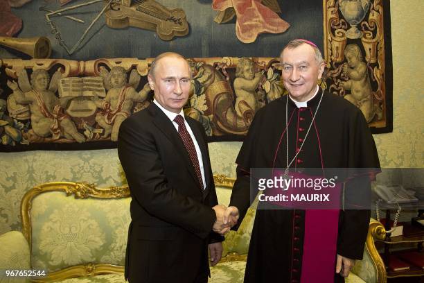 Vatican's Secretary of State Pietro Parolin met russian president Vladimir Putin on November 25, 2013 at the Vatican.