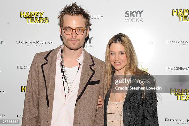 Actors Christopher Backus and Mira Sorvino attend a screening of "Happy Tears" hosted by the Cinema Society and Donna Karan at The Museum of Modern...