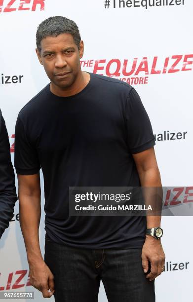 Acteur américain Denzel Washington pose lors de la présentation du film 'The Equalizer' le 17 September 2014 à Rome, Italie.