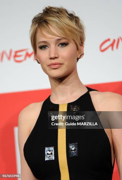 Actress Jennifer Lawrence attends the 'The Hunger Games: Catching Fire' Photocall during the 8th Rome Film Festival on November 14, 2013 in Rome,...