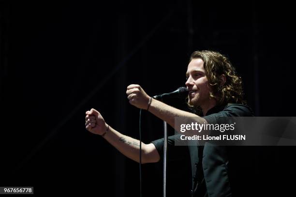 Le chanteur français 'Julien Doré' en concert live au 'Paleo Festival de Nyon' le 26 juillet 2014 à Nyon, Suisse.