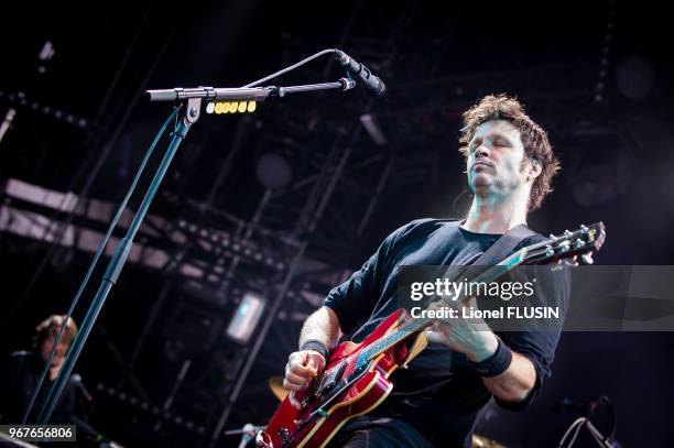 Le chanteur français Bertrand Cantat du groupe 'Détroit' en concert live au 'Paleo Festival de Nyon' le 27 juillet 2014 à Nyon, Suisse.