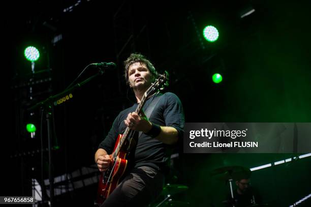 Le chanteur français Bertrand Cantat du groupe 'Détroit' en concert live au 'Paleo Festival de Nyon' le 27 juillet 2014 à Nyon, Suisse.