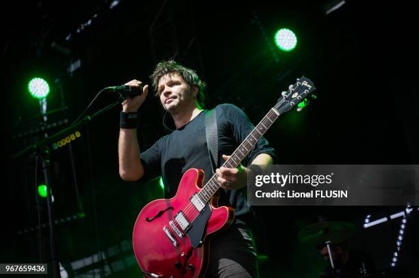 Le chanteur français Bertrand Cantat du groupe 'Détroit' en concert live au 'Paleo Festival de Nyon' le 27 juillet 2014 à Nyon, Suisse.