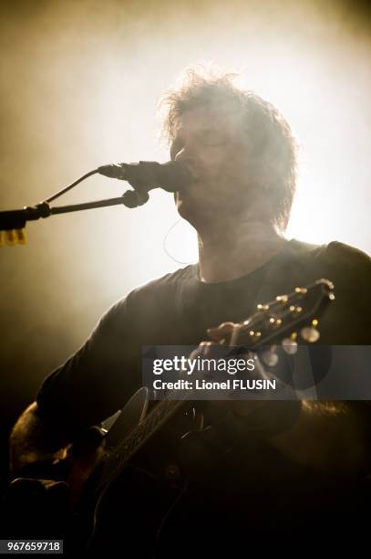 Le chanteur français Bertrand Cantat du groupe 'Détroit' en concert live au 'Paleo Festival de Nyon' le 27 juillet 2014 à Nyon, Suisse.