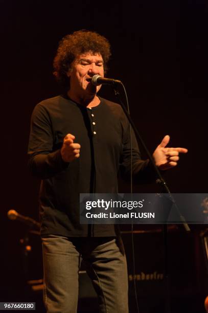 Robert Charlebois performs live at the Festival 'Voix de Fete' on March 13, 2013 in Geneva, Switzerland.