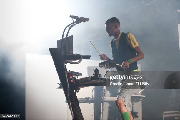 Stromae performing live at the Paleo festival of Nyon on July 22, 2011 at Nyon in Switzerland.