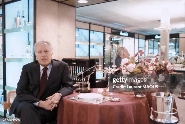 Portrait d'Albert Bouilhet, PDG de Christofle, le 25 avril 1984 à Paris, France.