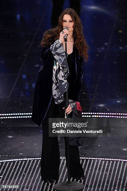 Irene Fornaciari attends the 60th Sanremo Song Festival at the Ariston Theatre On February 16, 2010 in San Remo, Italy.