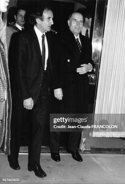 Elie Wiesel et François Mitterrand à New York le 28 mars 1984, Rtats-Unis.