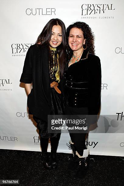 Designer Thuy Diep and comedian Susie Essman backstage at the Thuy New York Fall 2010 show during Mercedes-Benz Fashion Week at Bryant Park on...