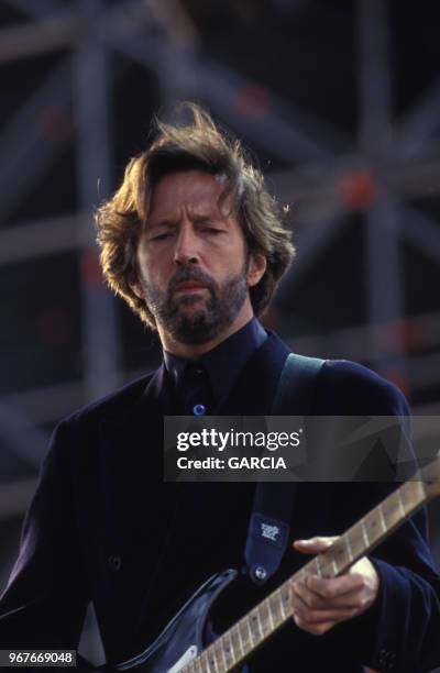 Eric Clapton en concert à l'hyppodrome de Vincennes le 18 juin 1992, France.