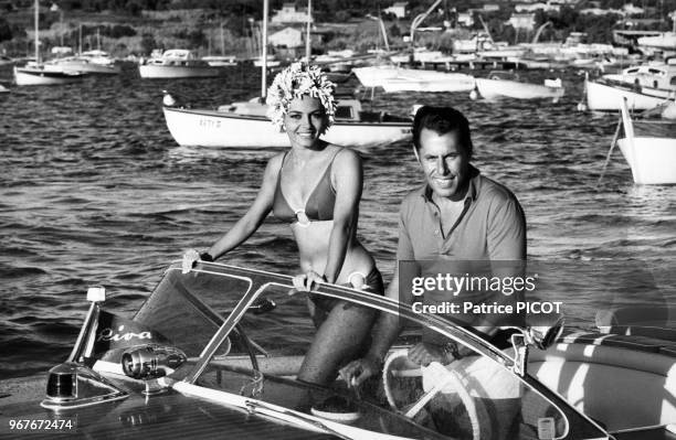 Michèle Mercier en vacances à St-Tropez le 19 aout 1968, France.