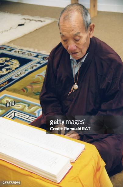 Portrait de Tendzin Tcheudrak, médecin du Dalaï Lama, le 27 novembre 1998 en France.