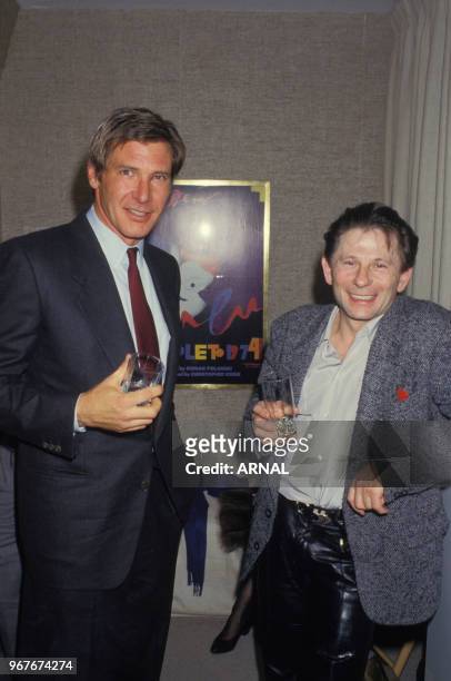 Harrison Ford et Roman Polanski à Paris le 28 janvier 1988 à Paris, France.