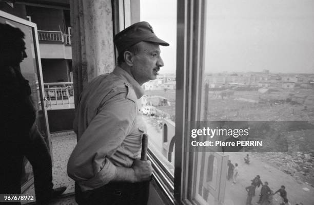 Le leader palestinien Yasser Arafat pendant le conflit libanais le 20 septembre 1983 à Tripoli, Liban.