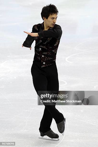 Patrick Chan of Canada competes in the men's figure skating short program on day 5 of the Vancouver 2010 Winter Olympics at the Pacific Coliseum on...