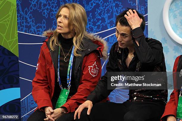 Patrick Chan of Canada reacts after his routine in the men's figure skating short program on day 5 of the Vancouver 2010 Winter Olympics at the...