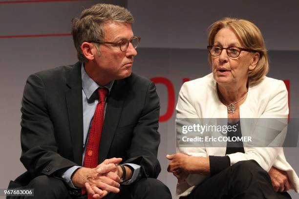 French minister of education Vincent Peillon and minister of state reform, decentralization and public service Marylise Lebranchu attend to Socialist...