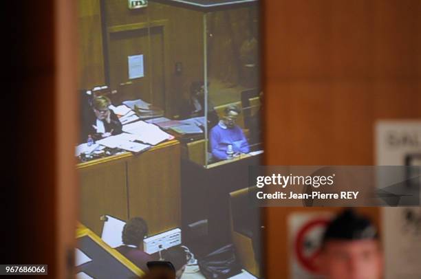 Le tueur en série dans le boxe des accusés au tribunal de Charleville-Mézières le 28 mars 2008, France.