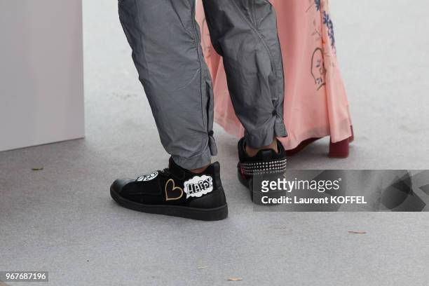 Director Takashi Miike shoes attends the 'Blade Of The Immortal ' photocall during the 70th annual Cannes Film Festival at Palais des Festivals on...