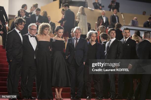 Riccardo Scamarcio, Cannes Film Festival artistic director Thierry Fremaux, Valeria Golino, Jasmine Trinca, Carlo Cecchi and Viola Prestieri attend...