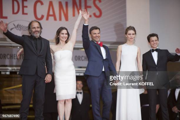 Frederic Pierrot, Geraldine Pailhas, director Francois Ozon, Marine Vacth and Fantin Ravat attend the 'Jeune & Jolie' premiere during The 66th Annual...