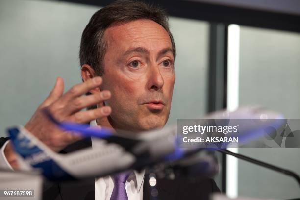 Fabrice Bregier, chief executive officer of Airbus SAS, speak during a news conference in Toulouse, France, on Thursday, Jan. 17, 2013.