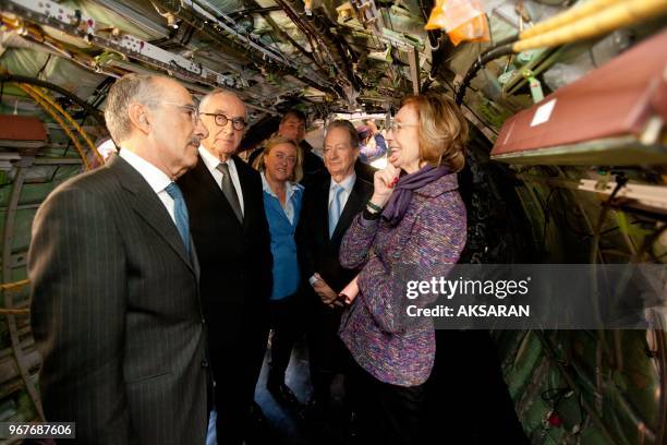 French Minister for Foreign Trade, Nicole Bricq with ceo ATR Filippo Bagnato , visits ATR's Final Assembly Line in Toulouse on February 22,...