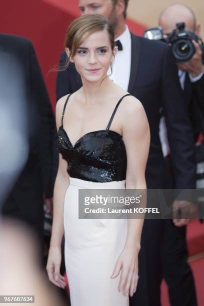 Emma Watson attends the 'Jeune & Jolie' premiere during The 66th Annual Cannes Film Festival at the Palais des Festivals on May 16, 2013 in Cannes,...