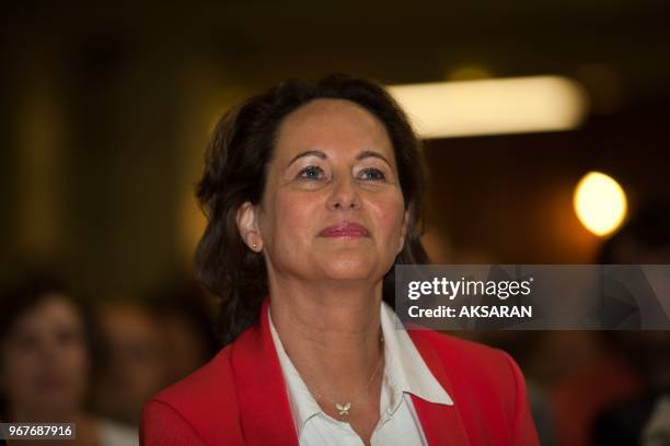 Segolene Royal, Socialist candidate in the primaries for the French presidential election of 2012, continues to campaign here at a public meeting in...