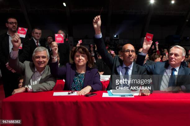 French Socialist party Congress on October 28, 2012 in Toulouse, southwestern France. Left to right Claude Bartolone french national Assembly...