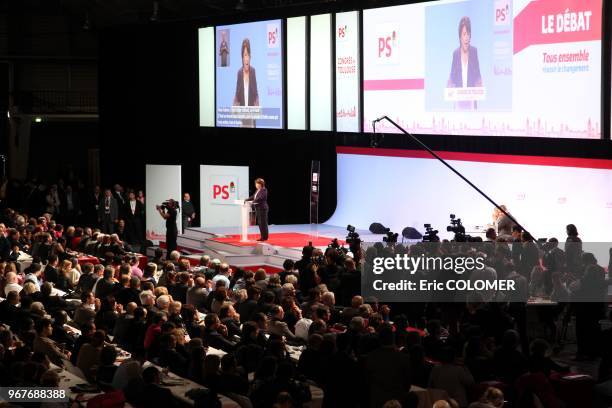 French Socialist Party's former leader and Lille's mayor, Martine Aubry during the PS national congress on October 27, 2012 in Toulouse, southern...