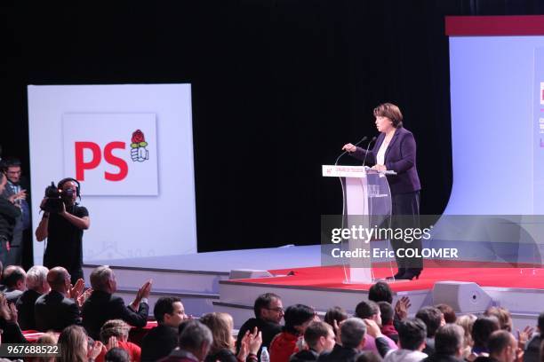 French Socialist Party's former leader and Lille's mayor, Martine Aubry during the PS national congress on October 27, 2012 in Toulouse, southern...