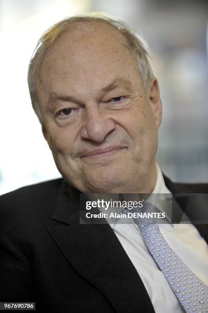 French audiovisual specialist and former president of the CSA 'Conseil Superieur de l'Audiovisuel' Michel Boyon portrait session on April 19, 2013 in...