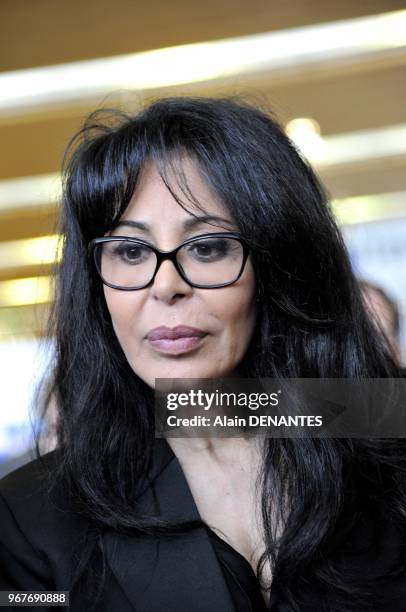 French minister delegate to the minister of foreign affairs in charge of french foreign and francophonie Yamina Benguigui attends to the...