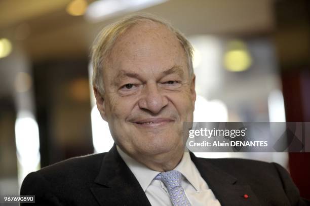French audiovisual specialist and former president of the CSA 'Conseil Superieur de l'Audiovisuel' Michel Boyon portrait session on April 19, 2013 in...