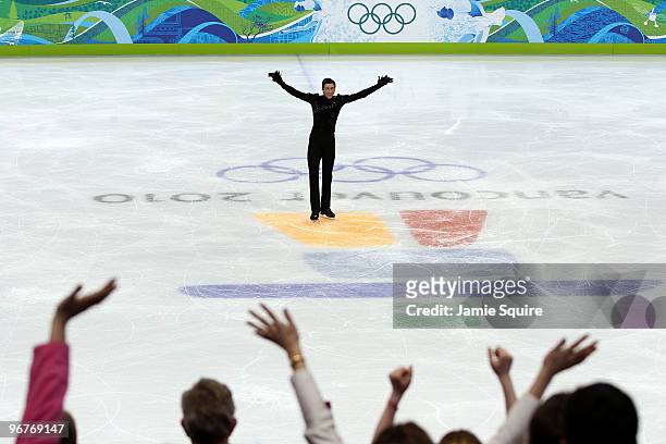 Evan Lysacek of the United States competes in the men's figure skating short program on day 5 of the Vancouver 2010 Winter Olympics at the Pacific...